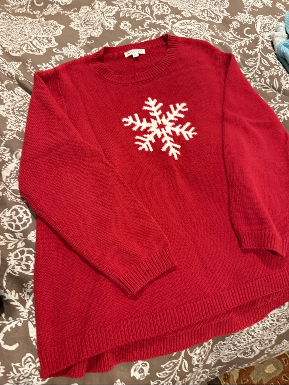 Northstyle Red Crewneck Sweater with White Snowflake- XL